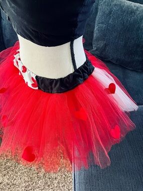 Red Hearts Tutu Handmade Girls Elastic Waistband Party Tulle Size Large 24”